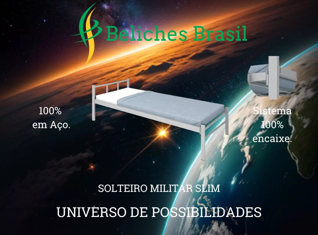 Cama Solteiro Militar Slim 100% em Aço e de Encaixe.